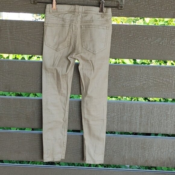U toddler girls skinny leg stretch‎ pant gold 5 - Picture 6 of 9